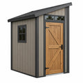 Abri de jardin 180 x 120 x 210 cm bois gris porte naturelle toit incliné