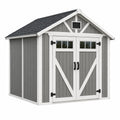 Abri de jardin 180 x 120 x 200 cm en résine gris et blanc avec double porte ventilée