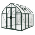 Serre de jardin 190 x 190 x 195 cm en aluminium et polycarbonate vert foncé avec portes doubles et lucarne