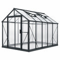 Serre de jardin 244 x 191 x 195 cm aluminium noir polycarbonate avec aérations