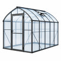 Serre de jardin 240 x 190 x 195 cm aluminium noir et polycarbonate transparent - toit ouvrant
