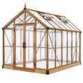 Serre de jardin 240 x 180 x 250 cm en bois marron avec panneaux transparents et fenêtres de toit