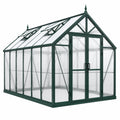 Serre de jardin 300 x 190 x 195 cm en aluminium vert avec panneaux en polycarbonate et lucarnes de toit
