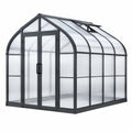 Serre de jardin 300 x 190 x 200 cm en aluminium noir et polycarbonate à toit arrondi ventilé