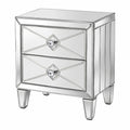Table de chevet 50 x 40 x 60 cm en verre miroir argenté à 2 tiroirs style glamour