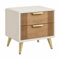 Table de chevet 50 x 40 x 55 cm bois beige à 2 tiroirs style moderne