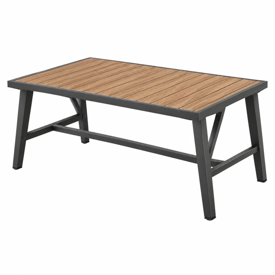 Table de jardin 150 x 90 x 75 cm en acier marron noir style industriel