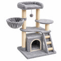Arbre à chat 60 x 50 x 120 cm gris en peluche avec griffoirs en sisal et espaces de repos