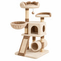 Arbre à chat 60 x 50 x 150 cm en sisal et tissu beige avec griffoirs et niches