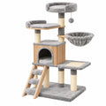 Arbre à chat 70 x 50 x 150 cm bois gris avec griffoirs en sisal et niches