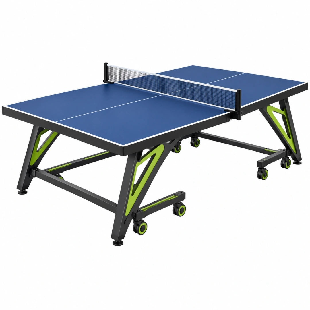 Table de tennis de table 274 x 152.5 x 76 cm bleu en panneau composite avec roues de transport