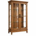 Vitrine de rangement 100 x 45 x 190 cm en bois brun et verre style classique