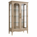 Vitrine 100 x 45 x 180 cm en bois et verre beige style classique