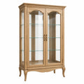 Vitrine 100 x 45 x 190 cm en bois naturel et verre style classique à deux portes