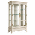 Vitrine 110 x 45 x 190 cm en bois blanc avec portes vitrées style classique