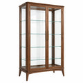 Vitrine 100 x 45 x 190 cm en bois et verre marron - rangement classique